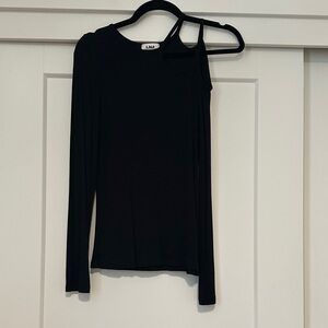 LNA Black Cutout Shoulder Blouse